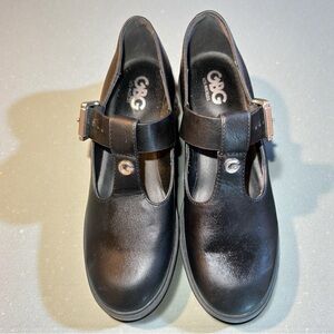 GBG Los Angeles Guess Black Mary Jane Block Heel Shoes Carmie-R 8.5M Rugged Sole